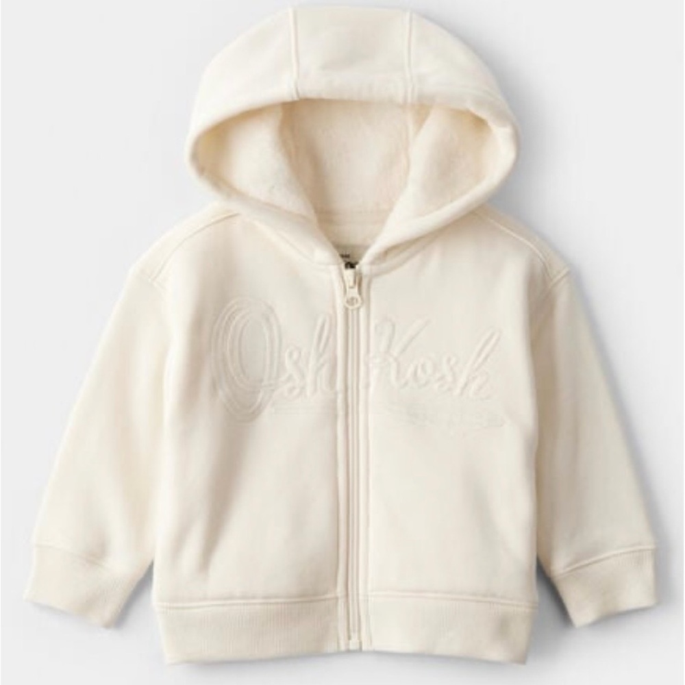 OshKosh Baby Girl Hooded Zip-Up Jacket - Cream Kids Zip-Up Hoodie.